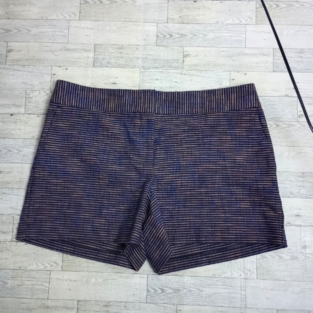THE LOFT Riviera Shorts Blue Striped Stretch Size 10